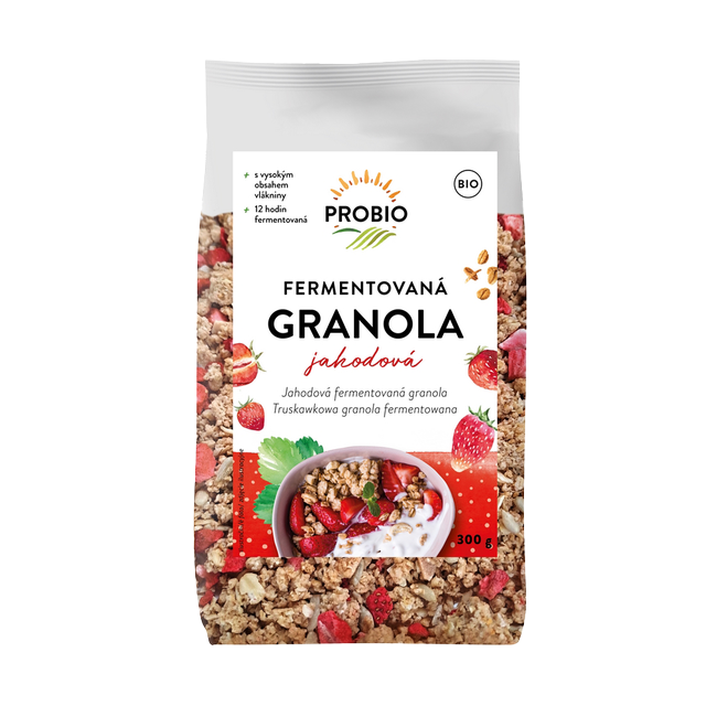 PROBIO Müsli chrumkavé - granola fermentovaná jahodová BIO 300 g