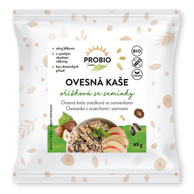 PROBIO Kaša ovsená oriešková so semienkami bezlepková jednoporciová BIO 65 g