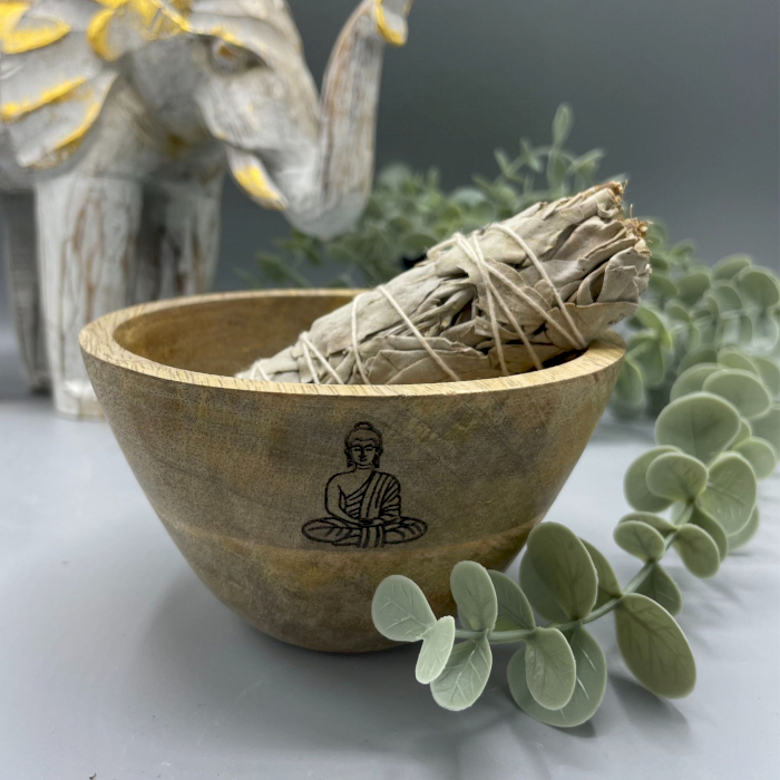 AWM Drevená Rituálna Miska na Vykurovacie Zväzky - Budha - 12x7cm 1ks
