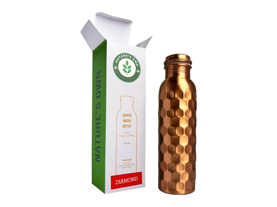 Nature's Own Medená fľaša na vodu vzor Diamant, 950 ml