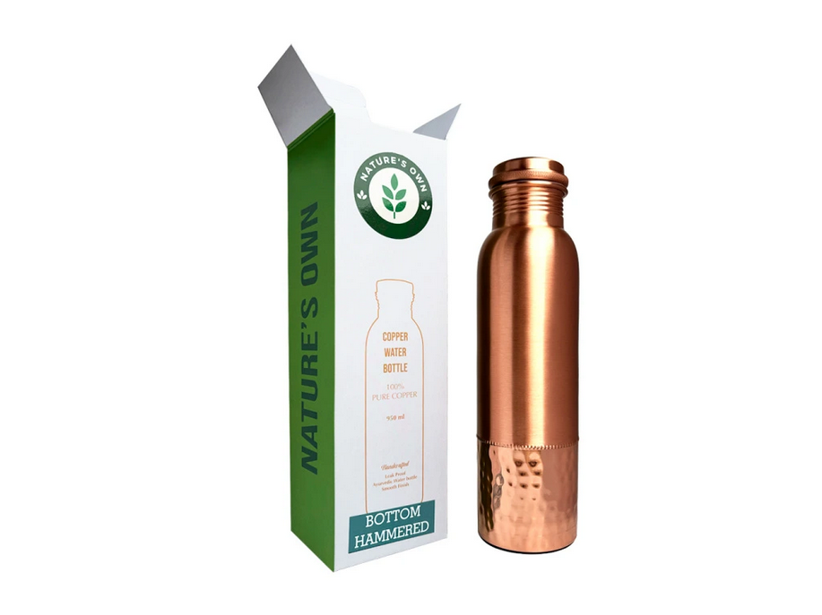 Nature's Own Medená fľaša na vodu vzor Tepaný spodok, 950 ml