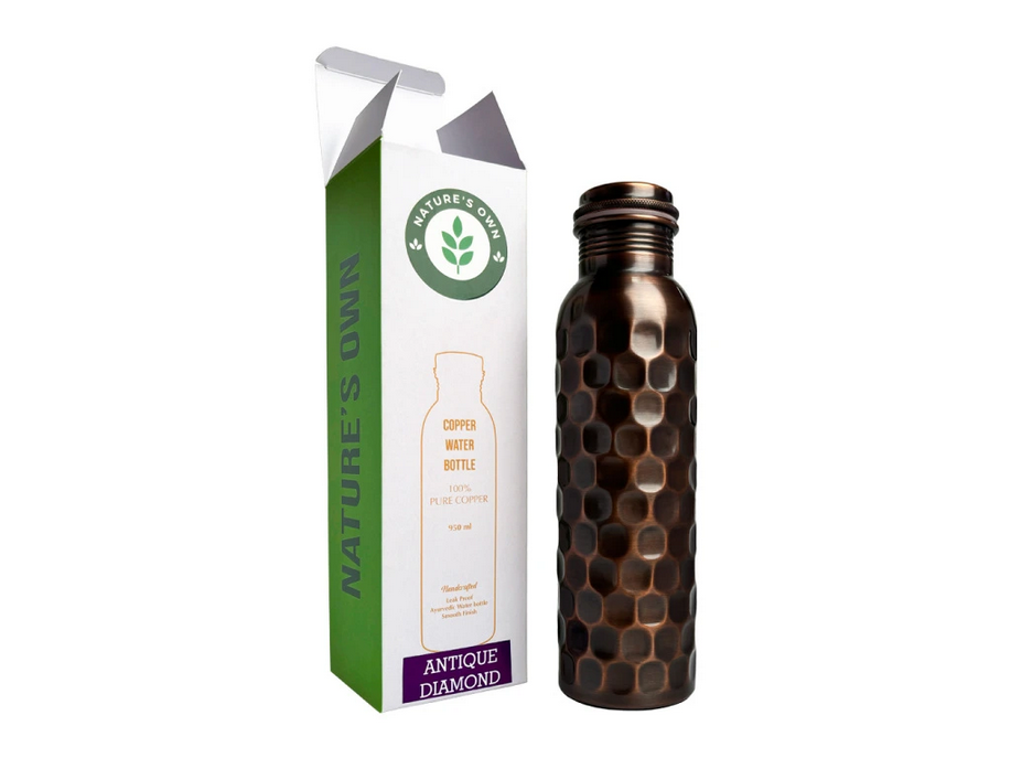Nature's Own Medená fľaša na vodu vzor Starožitný Diamant, 950 ml