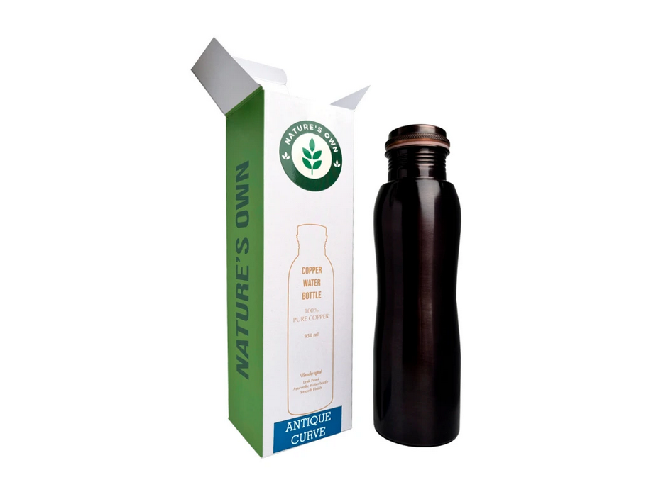 Nature's Own Medená fľaša na vodu zaoblená Čierna, 950 ml