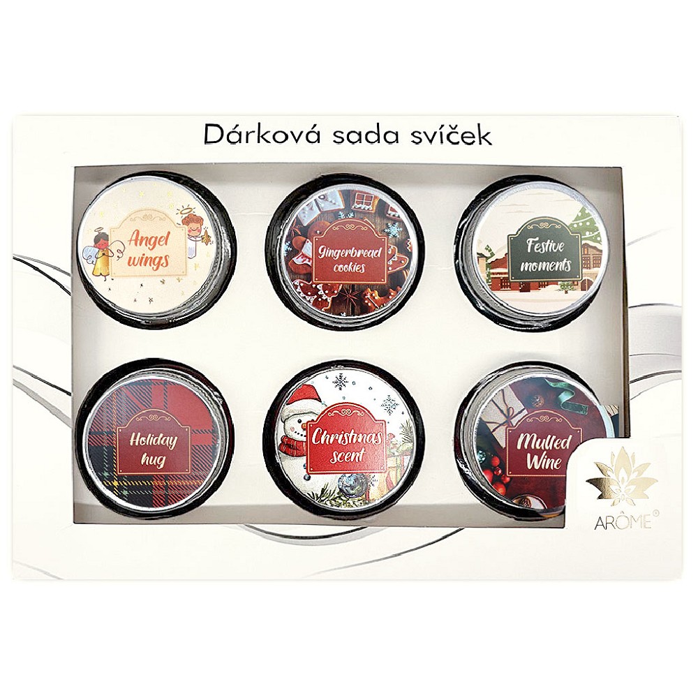 ARÔME Set sviečok s prianím 28g v darčekovej krabičke, Winter, mix 6 ks