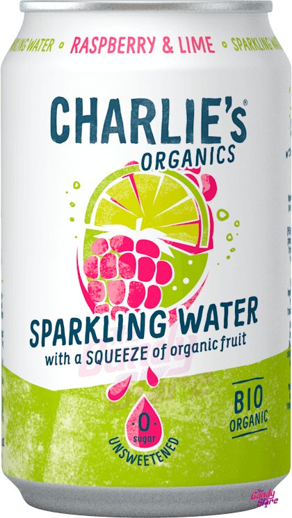 Charlie's Organics sýtená pitná voda s malinovou a limetkovou šťavou 330 ml