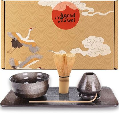 Good wei Matcha set "Goma" s miskou, metličkou, držiakom a keramickým podnosom 1ks