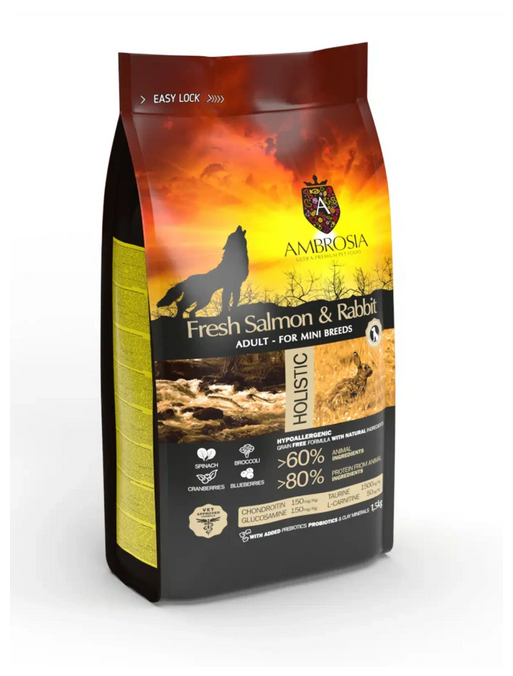 E-shop Ambrosia Čerstvý losos a králik mini 1,5 kg
