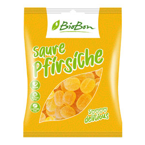 BIOBON Cukríky Kyslé broskyne bezgluténové vegan BIO 100g