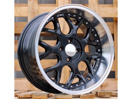 Alu kola Racing Line FR762, 16x7 3x112 ET30, Černá + leštěný límec