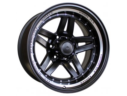 Alu kola Racing Line BK936, 16x10 6x139.7 ET-44, Černá matná + leštěný límec