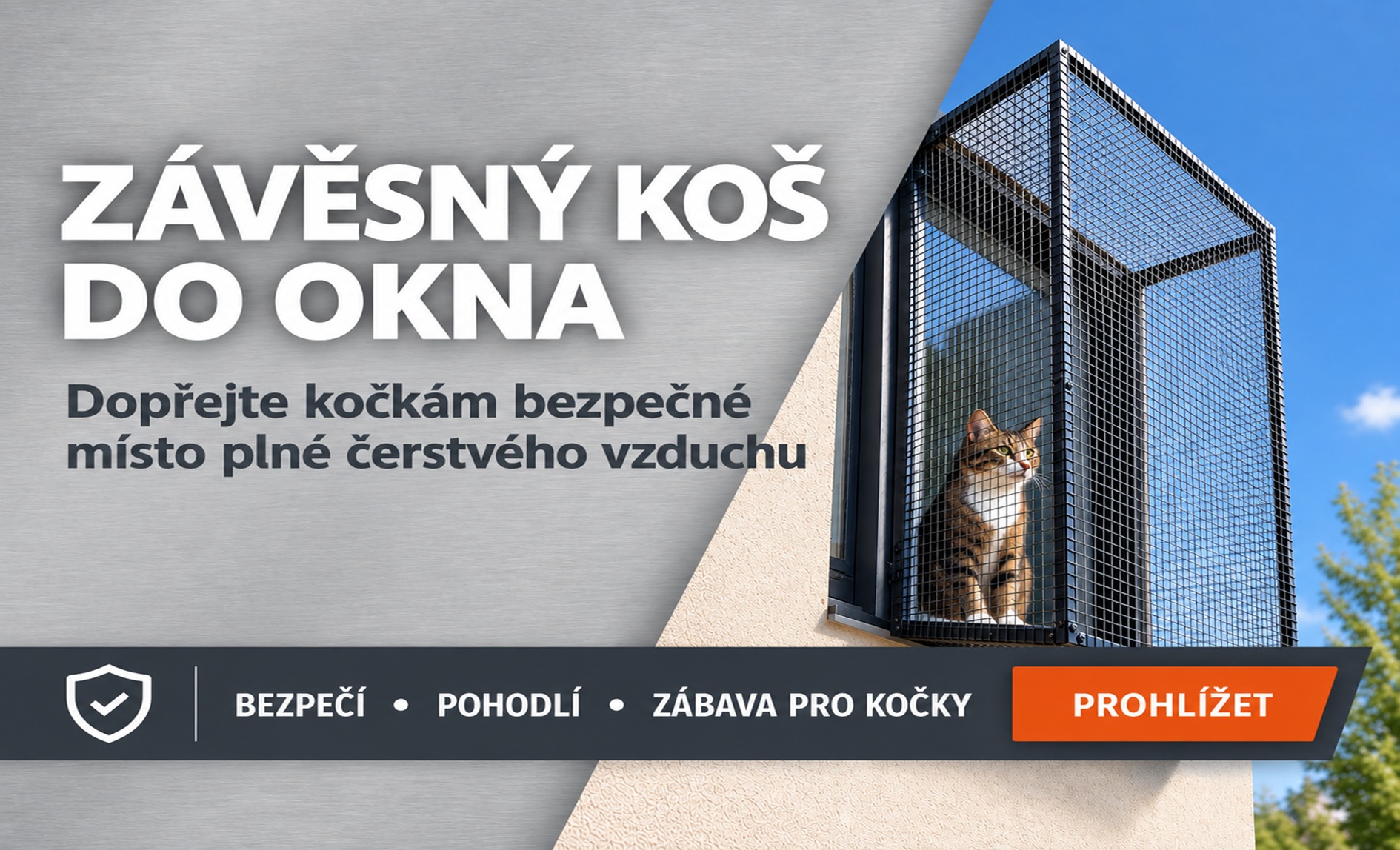 Závěsný koš do okna pro kočky
