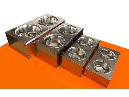 Stojan na dvě misky, nerezový (Výška 7cm)