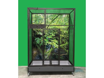 4075 voliera pol 4 cerny elox cerne pletivo vysuvny pult na 3 misky