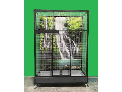 4084 voliera pol 4 cerny elox stribrne pletivo vysuvny pult na 3 misky