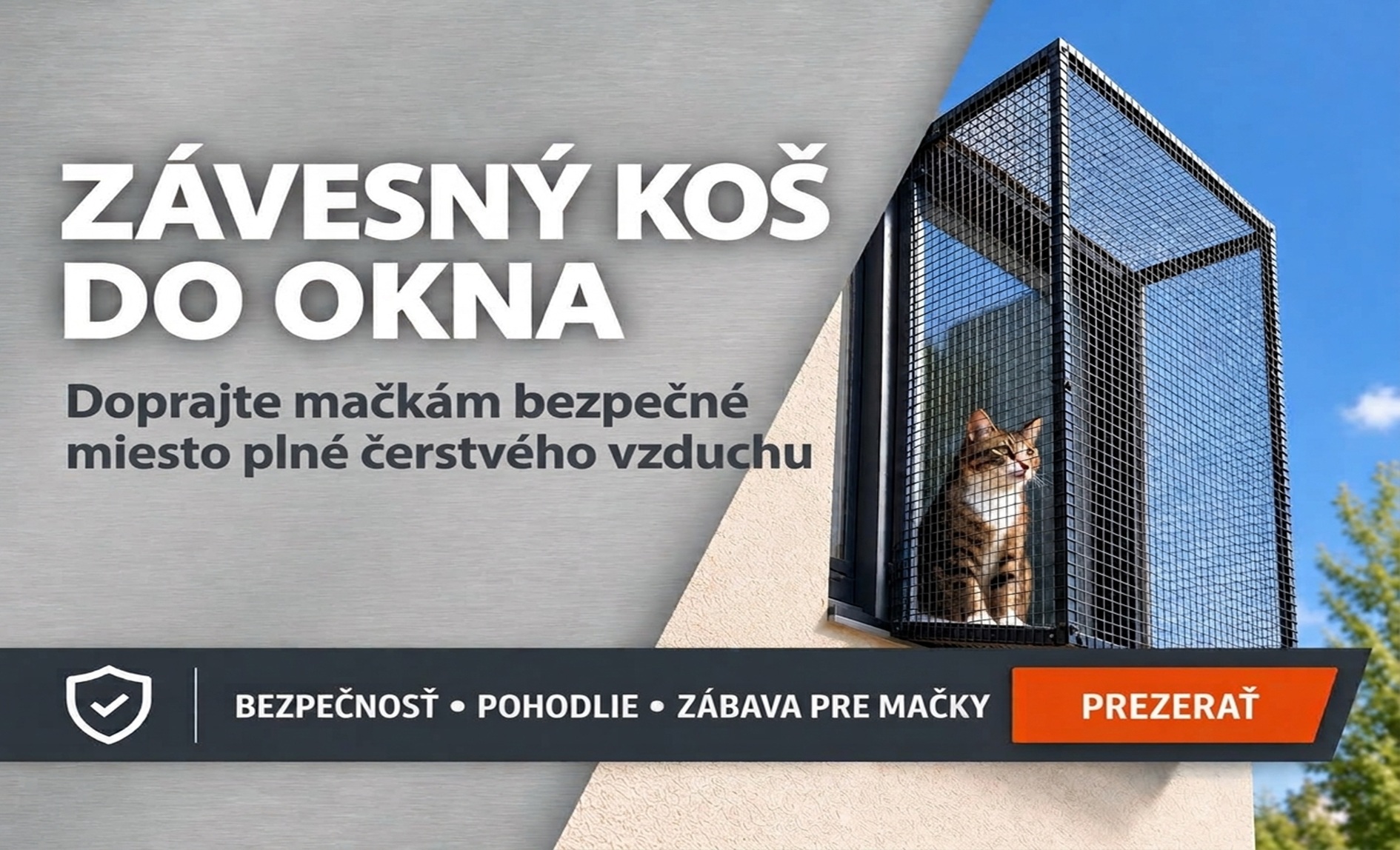 Závěsný koš do okna pro kočky