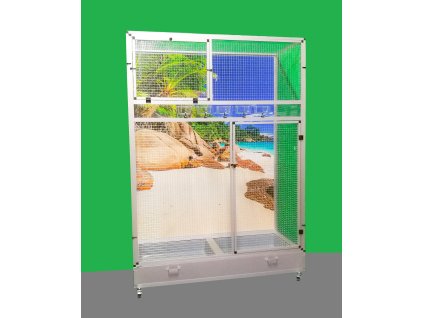 4087 voliera pol 4 s peti zasuvnymi pruhlednymi krmitky