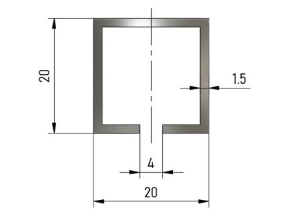 Hliníkový profil HJ20 s drážkou (Délka 2m)