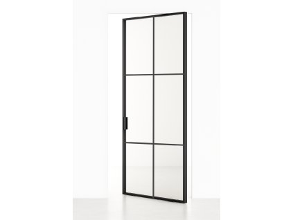 černé skleněné dveře