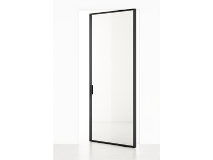 pivotové dveře kovové se sklem