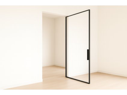 pivotové dveře s kovovým rámem