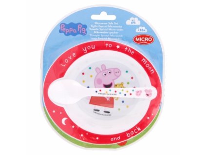 2 pcs micro set micro bowl micro pp spoon toddler peppa pig little one