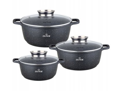 Zestaw Garnkow Marmurkowych 6 EL Indukcja Gaz KOMPLET GARNKI ZILNER