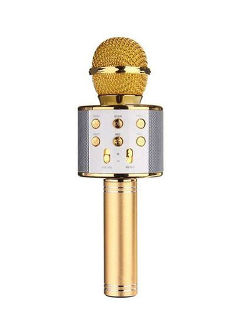 Bezdrátový karaoke mikrofon WS-858 - Zlatý