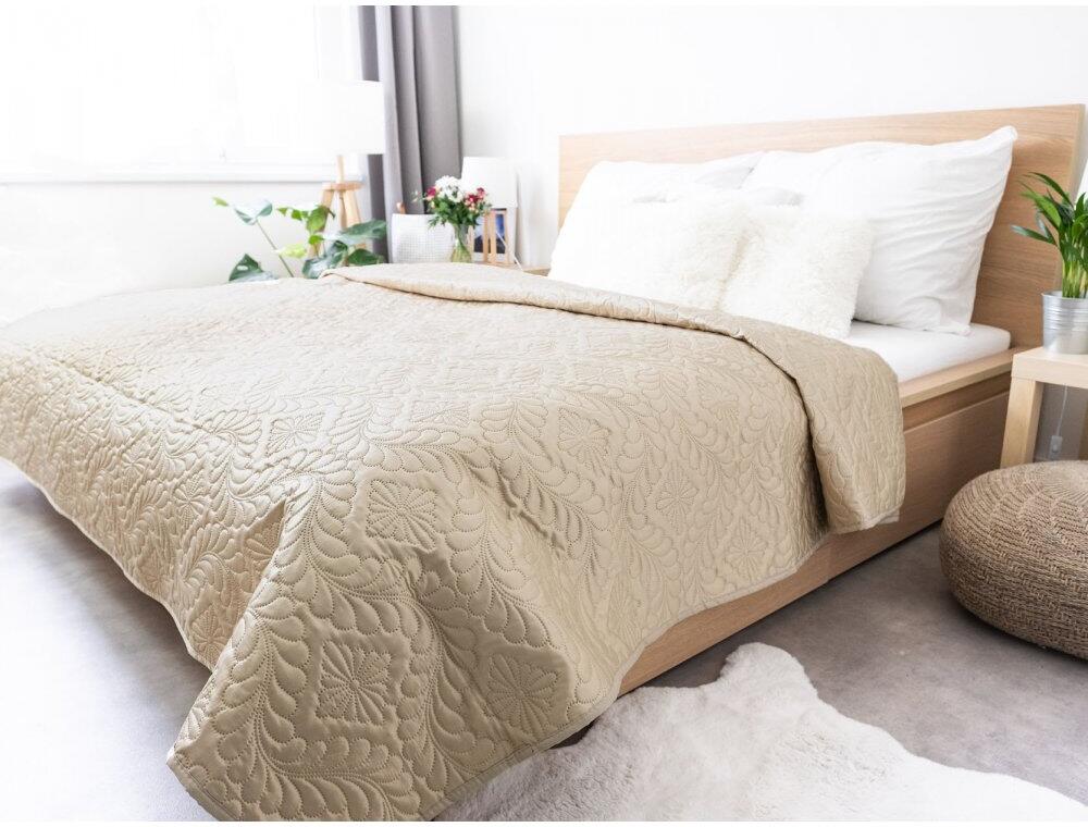 Luxusní přehoz na postel – béžový 220 × 240 cm