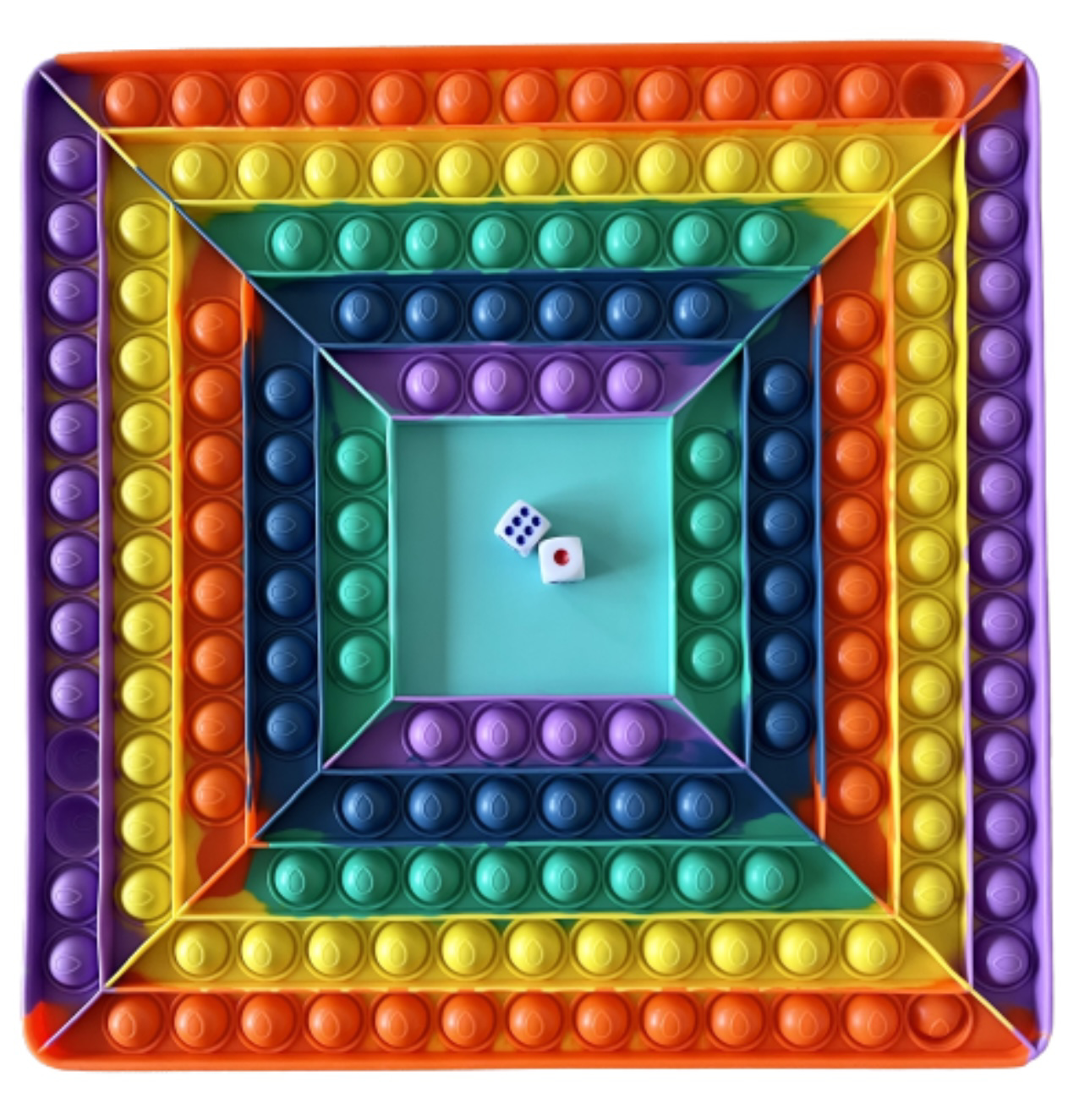 Desková hra POP IT rainbow s kostkami - čtverec