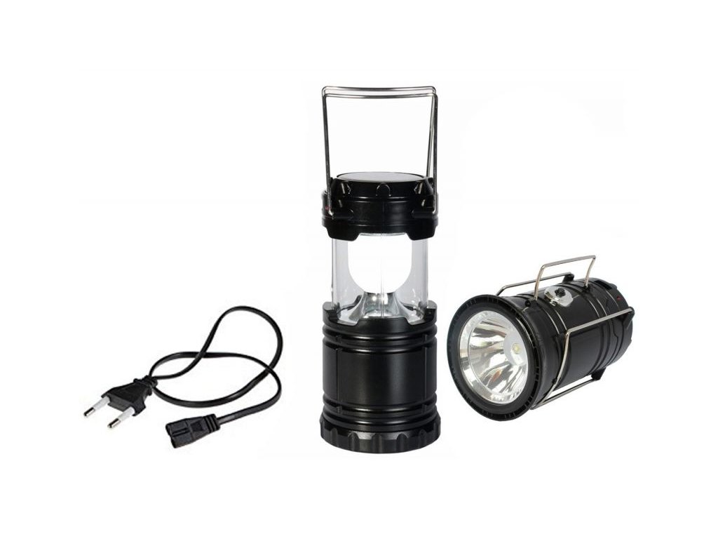 Nabíjecí, solární, výsuvná kempingová lampa s USB portem