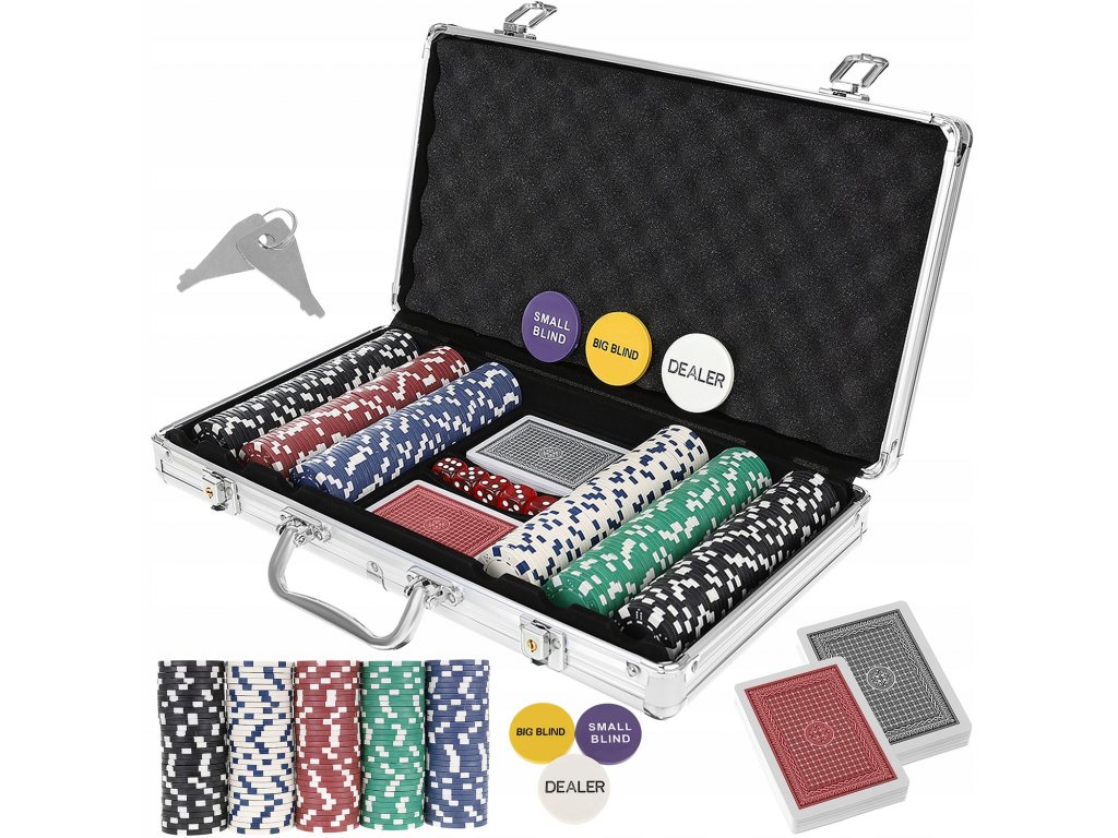 Poker set v kufříku - 300 žetonů