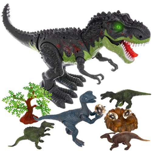 Dinosaurus T-Rex s hnízdem s vejci a dinosaury