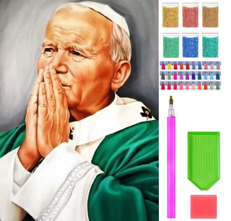 Mozaiková diamantová výšivka - Papež