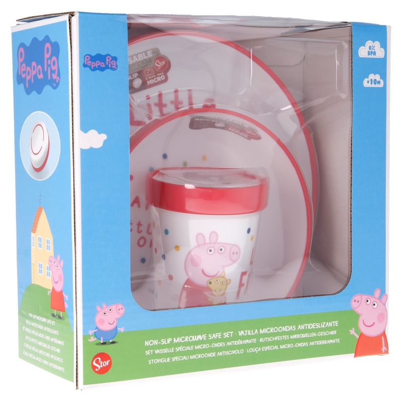 Trojdílný set nádobí pro děti Prasátko Pepa - červenobílý Little Friend