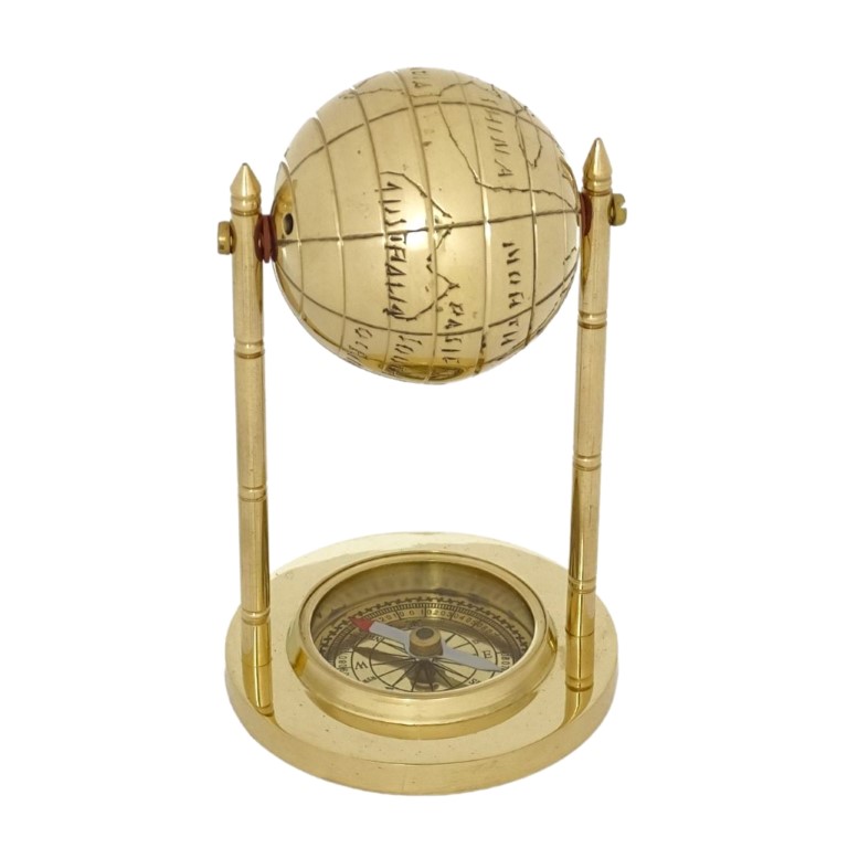 Dekorativní mosazný Glóbus s kompasem