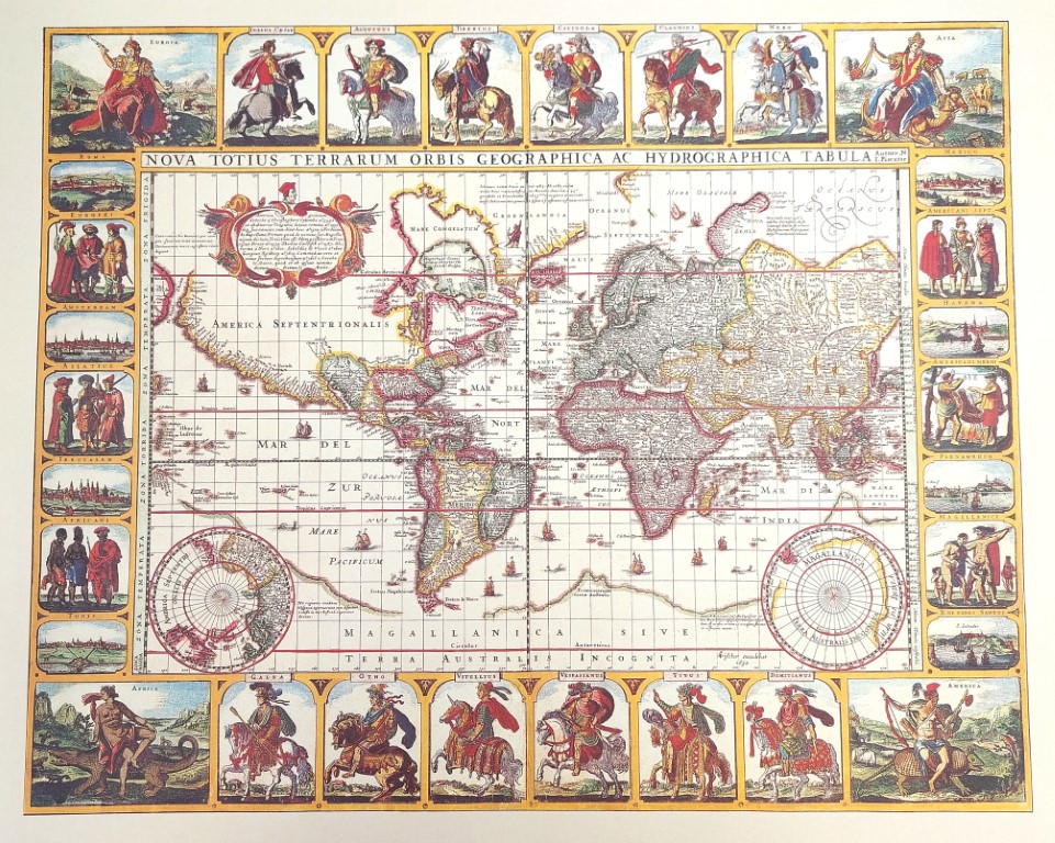 Historická mapa světa - N. I. Piscator 1652