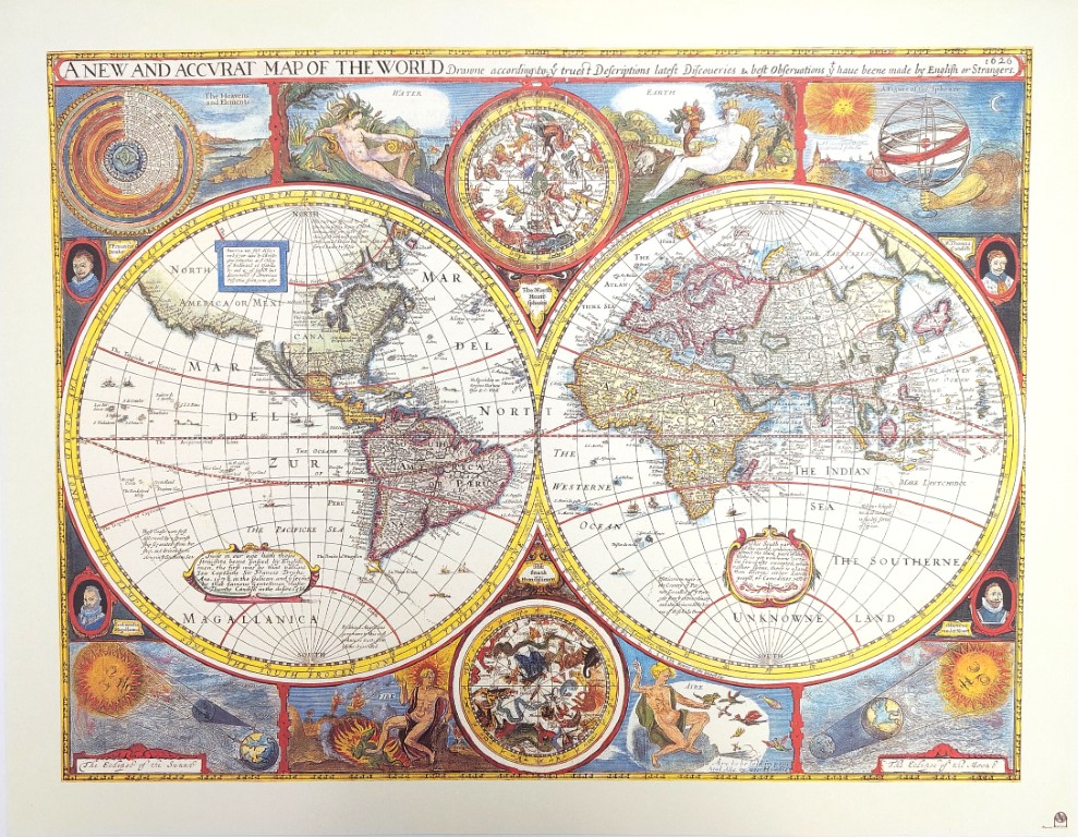 Retro mapa světa - John Speed, 1651