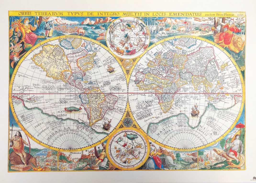 Giftdeco - Stará mapa světa - P. Plancius 1594