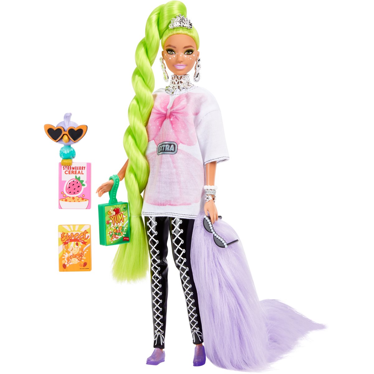 Panenka Barbie Extra od Mattela - s neonově zelenými vlasy