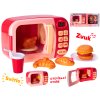 Mikrovlnná trouba 22x15x10cm červená na baterie s doplňky se světlem a zvukem v krabičce