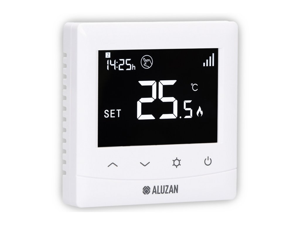 Aluzan EB-160 WiFi, programovatelný termostat pro ovládání kotlů i  elektrického vytápění do 16A - Aluzan