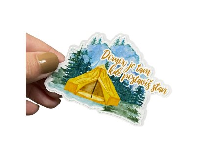 Velká samolepka domov je tam kde postavis stan