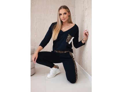 pol po Komplet z motywem panterki granatowy 16467 3