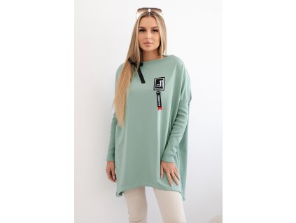 pol po Bluza oversize z asymetrycznymi bokami ciemny mietowy 18320 3