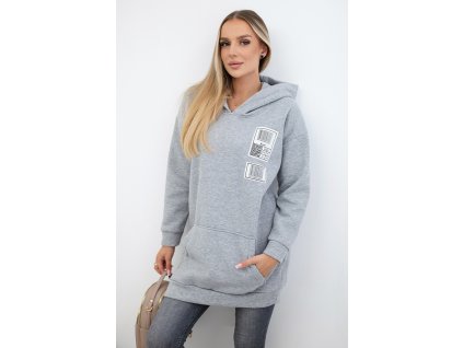 pol po Bluza z kapturem z naszywkami szara 18467 3