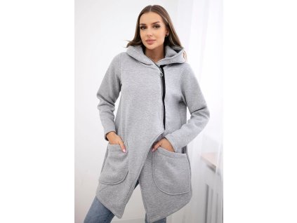 pol po Bluza ocieplana z asymetrycznym suwakiem szara 20632 3