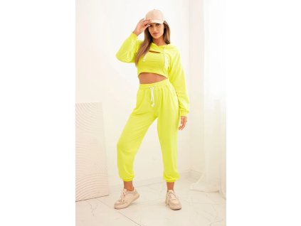 pol po Komplet bawelniany 3 czesciowy zolty neon 21272 1