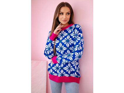 pol po Sweter z geometrycznym motywem chabrowy 23804 2