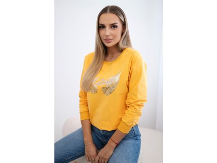 pol po Bluza z nadrukiem musztardowa 27652 3