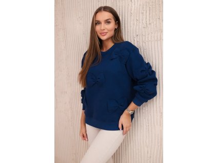 pol po Bluza ocieplana ze sciagaczem i ozdobnymi kokardami granatowa 27770 3